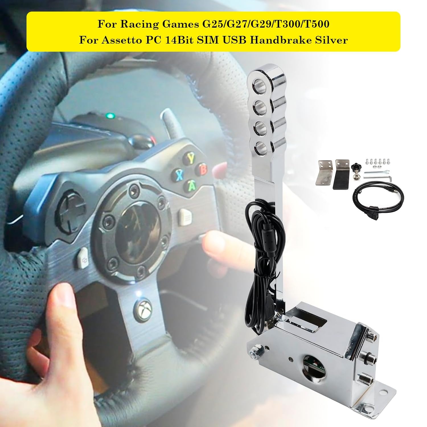 USB Handrem Sim Racing PC - 64-bit Hall Sensor - Zilver - 34% Korting