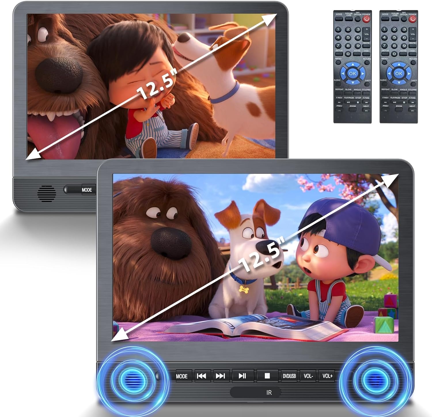 Hoofdsteun DVD Speler Auto Kinderen 12.5" Dubbel Scherm - 54% Korting