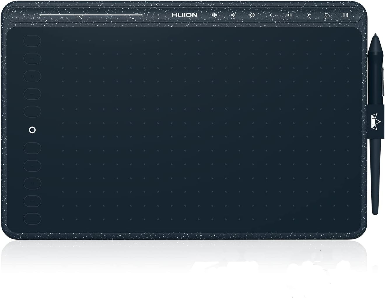 Nieuwe 2020-tekentablet HUION HS611-tekentabletten met kantelfunctie Batterijloze pen PW500 en multimediatoetsen voor achtergrondmuziek Ondersteuning voor Android, Windows en Mac OS (Sterrenblauw) - Maat 10.2 x 6.36 Pouces