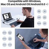 Nieuwe 2020-tekentablet HUION HS611-tekentabletten met kantelfunctie Batterijloze pen PW500 en multimediatoetsen voor achtergrondmuziek Ondersteuning voor Android, Windows en Mac OS (Sterrenblauw) - Maat 10.2 x 6.36 Pouces