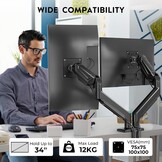 Dubbele Monitorarm Gasveer 14-34 inch Zwart - 34% Korting