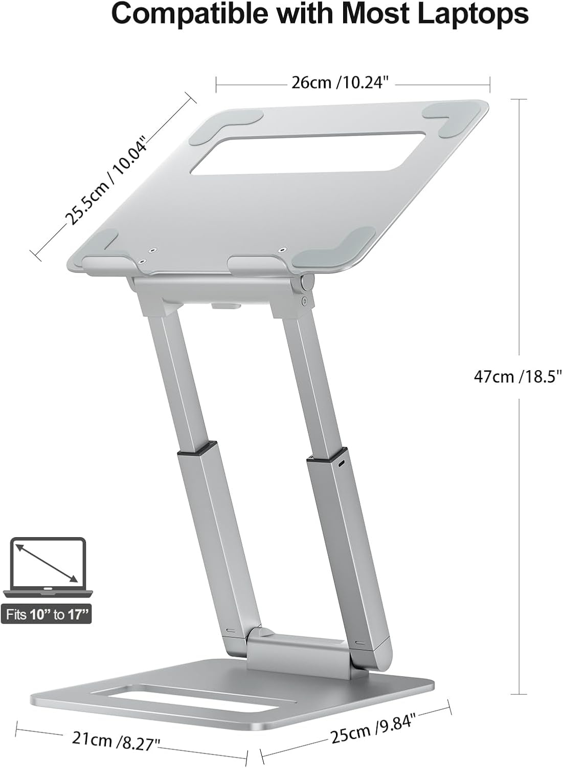 Ergonomische Laptopstandaard Zilver - 34% Korting