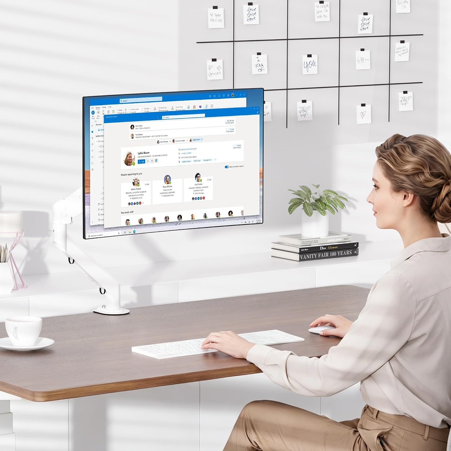 Bureau Monitorarm met Gasveer (Wit) - 17-35 inch - 33% Korting