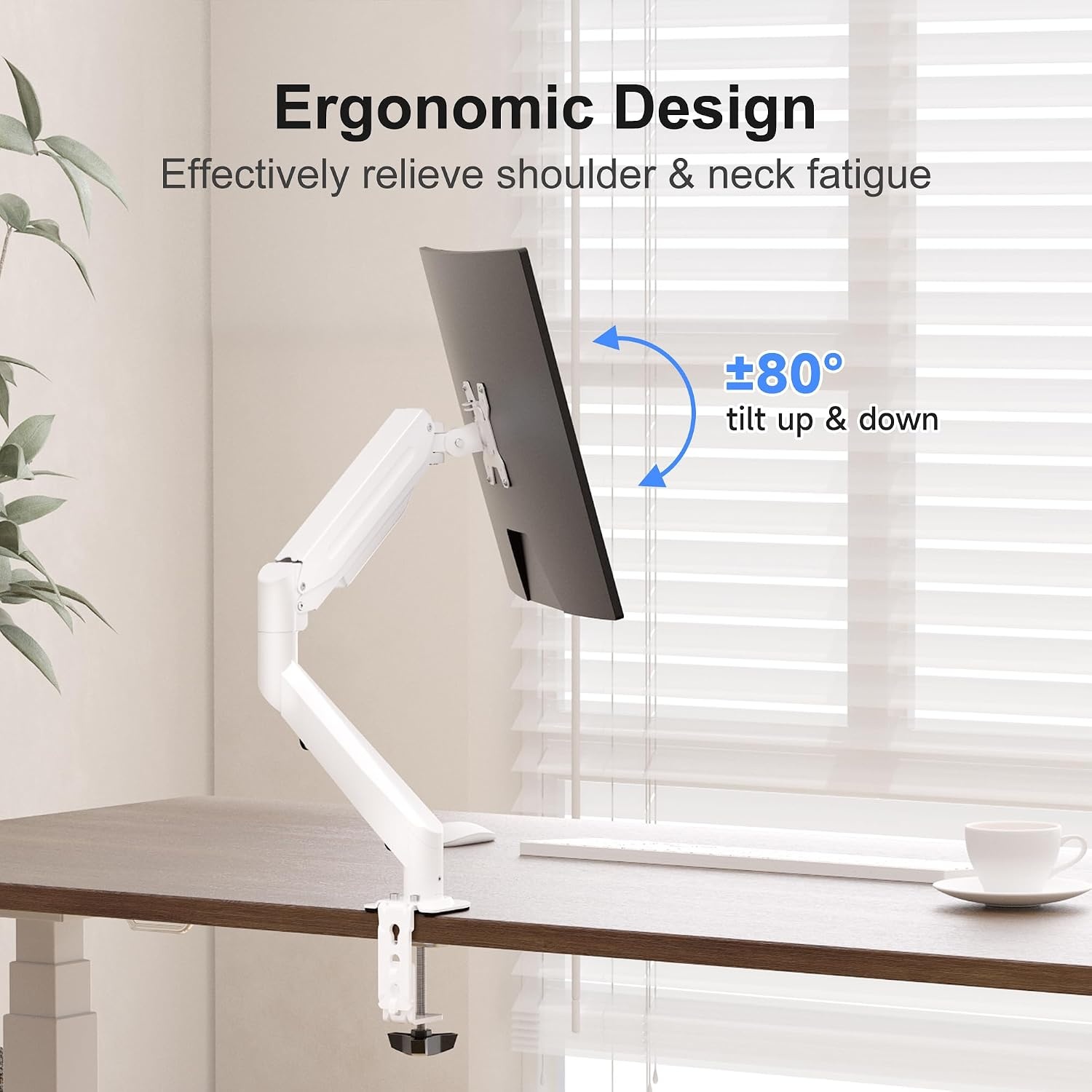 Bureau Monitorarm met Gasveer (Wit) - 17-35 inch - 33% Korting