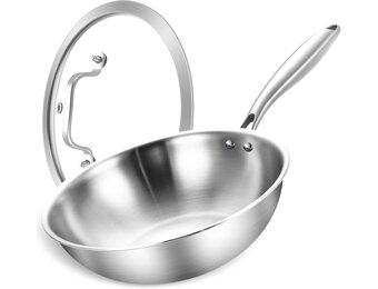 Wok 26 cm RVS met Deksel - Energiebesparend & Ovenbestendig - 34% Korting