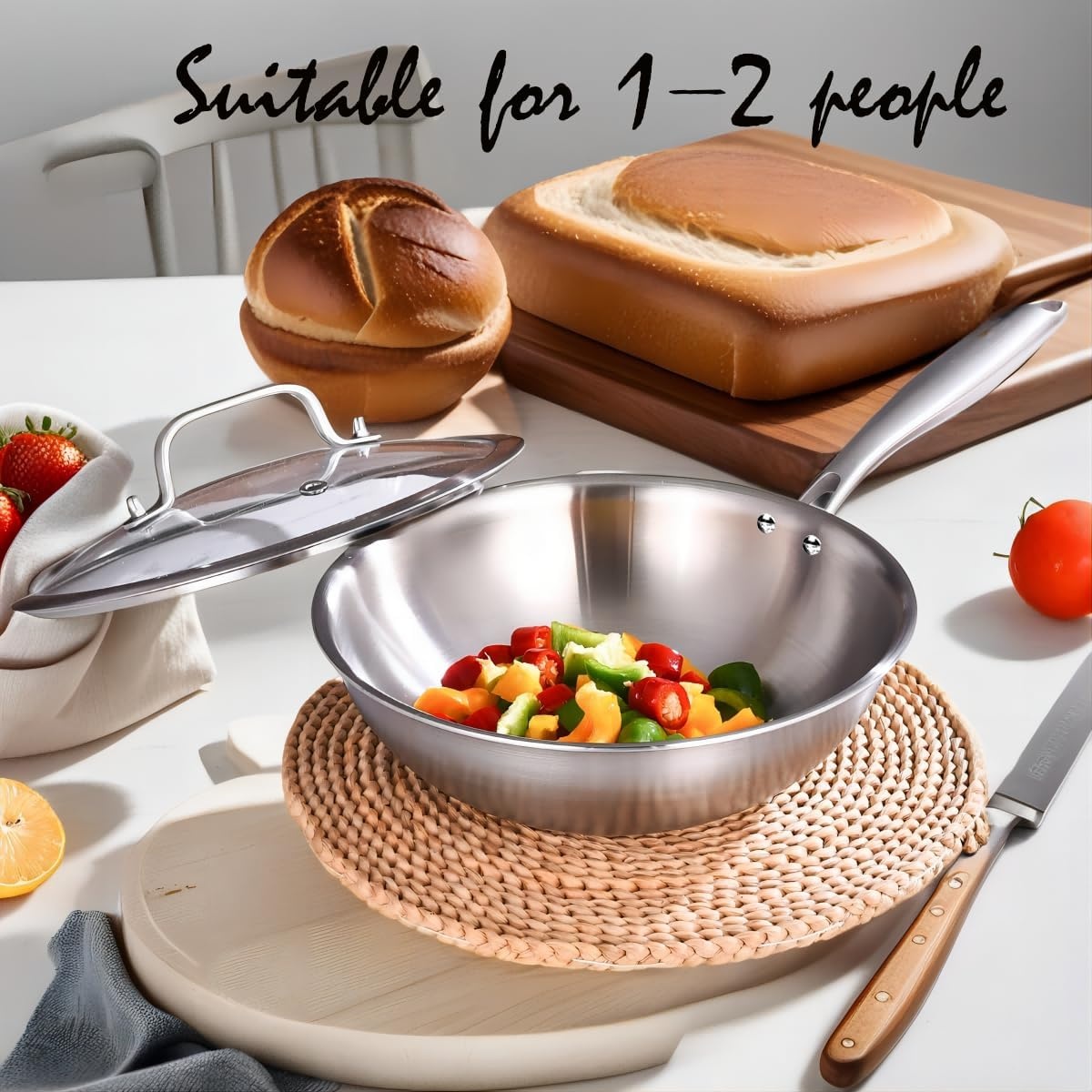 Wok 26 cm RVS met Deksel - Energiebesparend & Ovenbestendig - 34% Korting