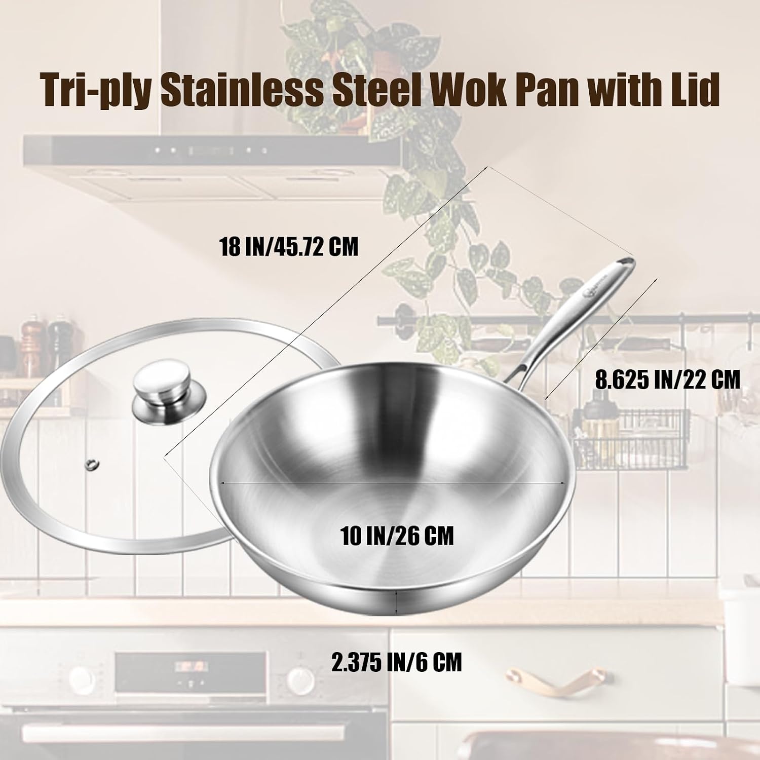 Wok 26 cm RVS met Deksel - Energiebesparend & Ovenbestendig - 34% Korting