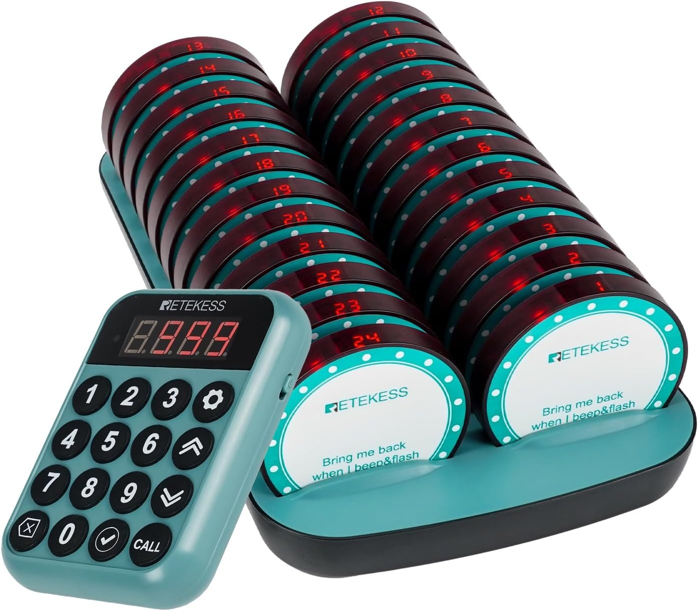 Restaurant Pager Systeem met 24 pagers - 400m Bereik - 35% Korting