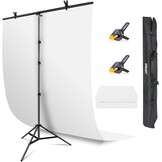 Fotoachtergrondset Wit Katoen 1.5x2.6m - 34% Korting!