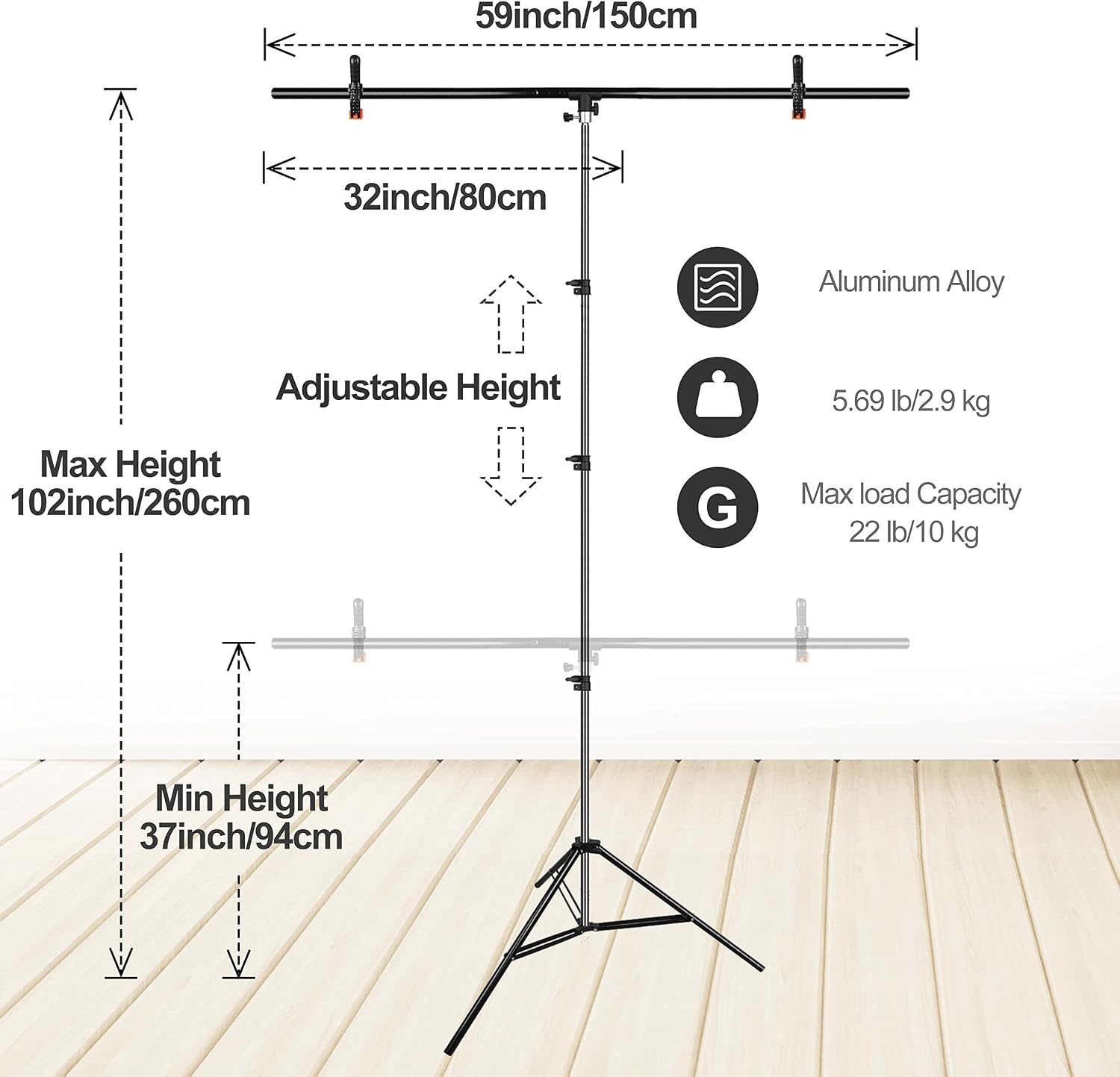 Fotoachtergrondset Wit Katoen 1.5x2.6m - 34% Korting!