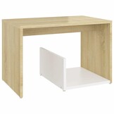 Bijzettafel 59x36x38 cm bewerkt hout wit & sonoma eiken - 52% korting!