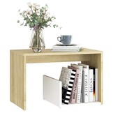 Bijzettafel 59x36x38 cm bewerkt hout wit & sonoma eiken - 52% korting!