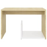 Bijzettafel 59x36x38 cm bewerkt hout wit & sonoma eiken - 52% korting!