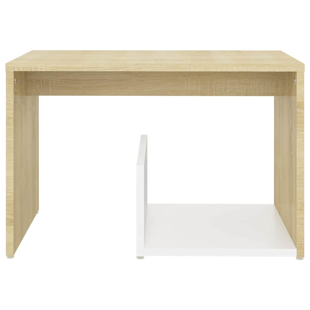 Bijzettafel 59x36x38 cm bewerkt hout wit & sonoma eiken - 52% korting!