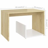 Bijzettafel 59x36x38 cm bewerkt hout wit & sonoma eiken - 52% korting!