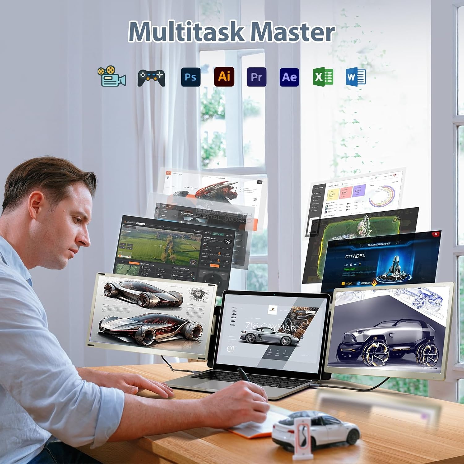 Triple Laptop Monitor 15.6" FHD IPS, 35% Korting