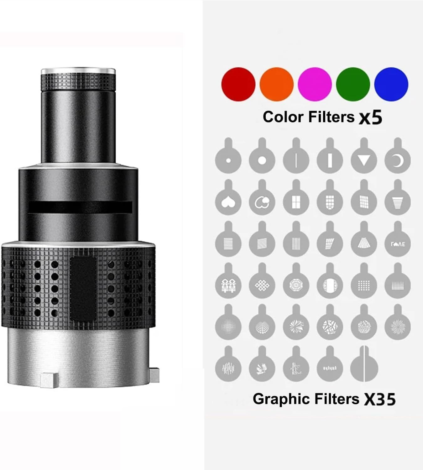 Snoot Projector met 35 Gobo's & 5 Kleurenfilters (34% Korting)
