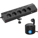 PASSUS Tafelstopcontact met 2 USB-C PD 30W, 5 Stopcontacten, 3m Kabel - 33% Korting