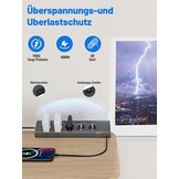 PASSUS Tafelstopcontact met 2 USB-C PD 30W, 5 Stopcontacten, 3m Kabel - 33% Korting