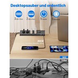 PASSUS Tafelstopcontact met 2 USB-C PD 30W, 5 Stopcontacten, 3m Kabel - 33% Korting