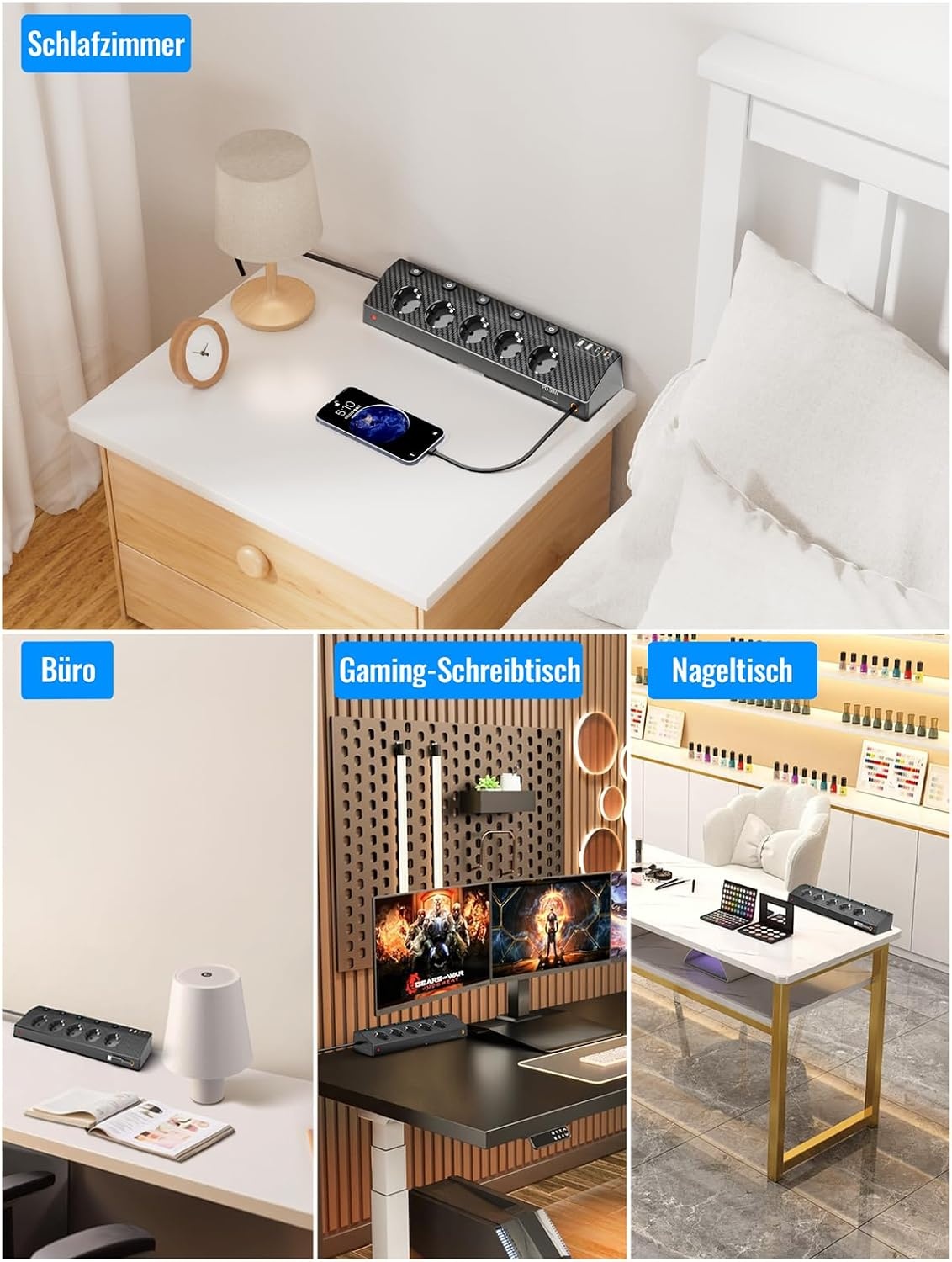 PASSUS Tafelstopcontact met 2 USB-C PD 30W, 5 Stopcontacten, 3m Kabel - 33% Korting
