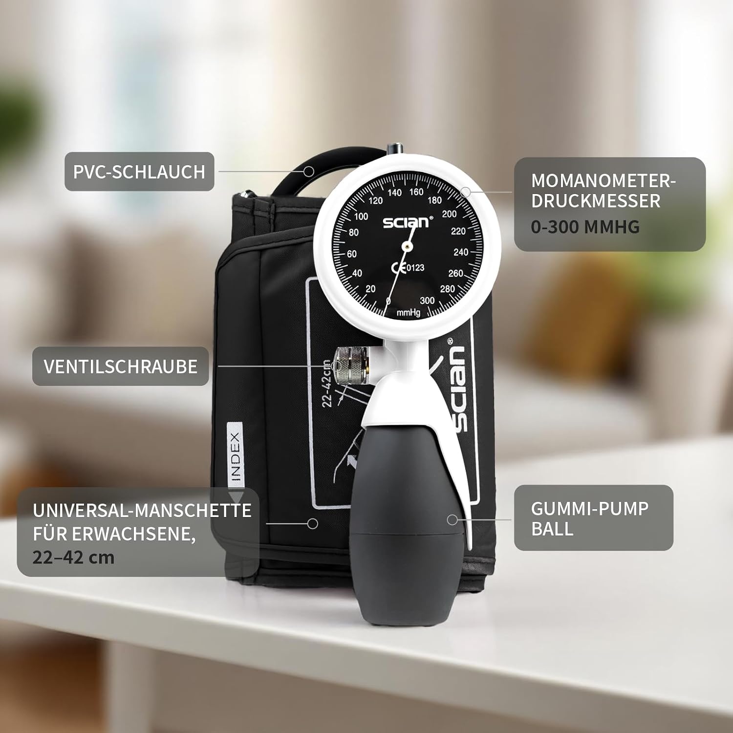 SCIAN Manuele Bloeddrukmeter Wit - Universeel Manchet (22-42 cm) - 32% Korting
