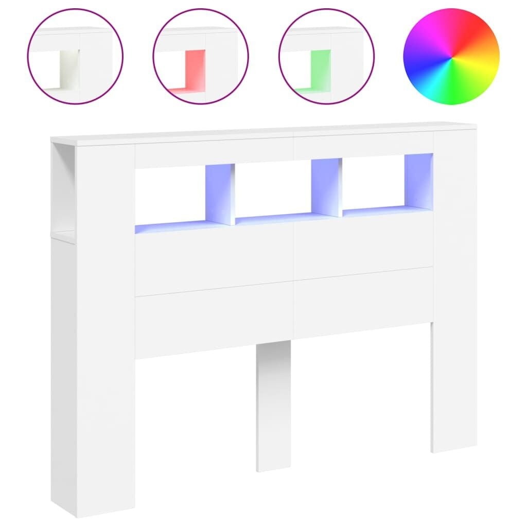 Hoofdeinde met LED - Bewerkt Hout Wit - 35% Korting