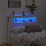 Hoofdeinde met LED - Bewerkt Hout Wit - 35% Korting