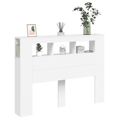 Hoofdeinde met LED - Bewerkt Hout Wit - 35% Korting