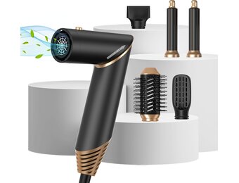 5-in-1 Heteluchtborstel Multistyler - Föhn & Krultang - 1000W - Zwart/Goud - 34% Korting