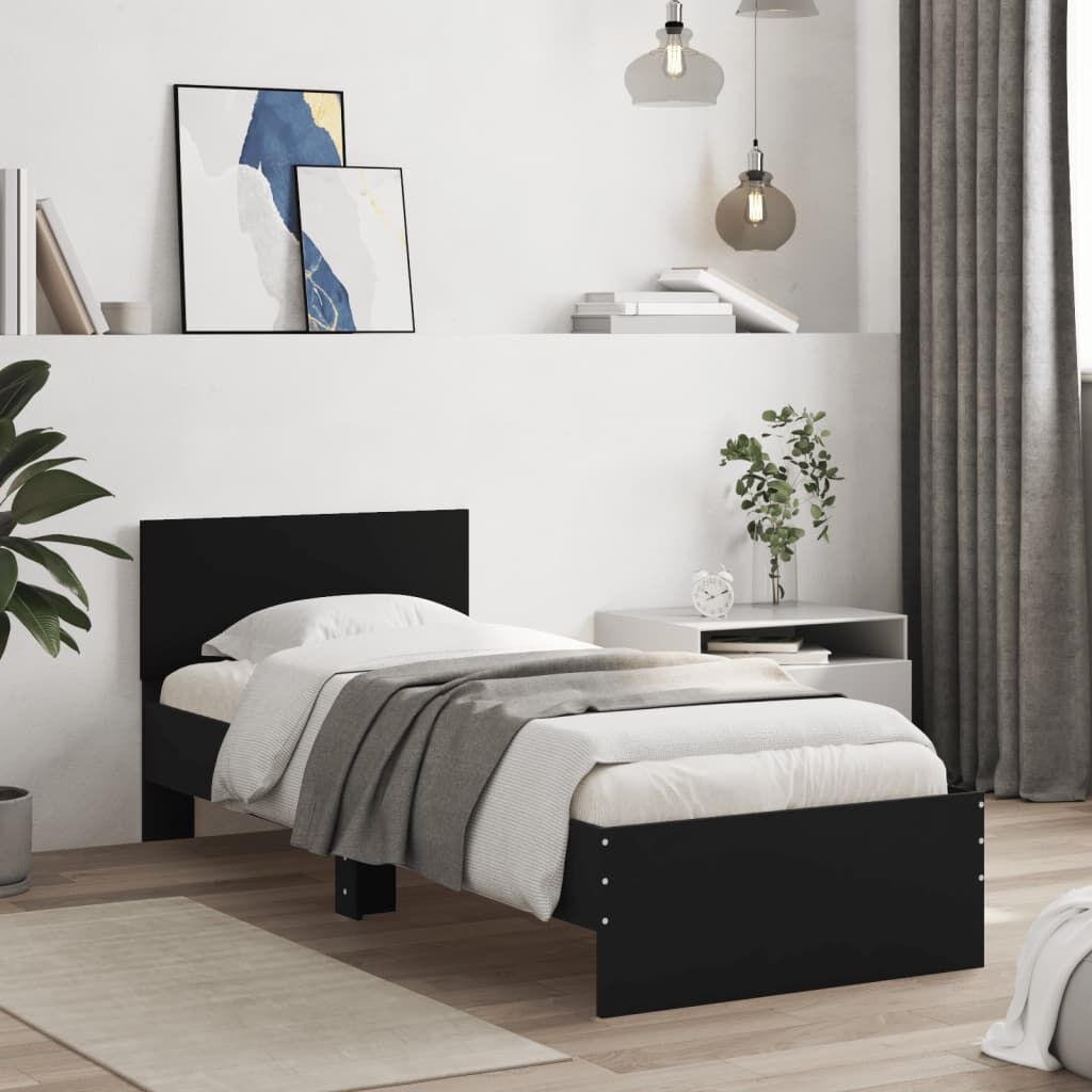 vidaXL Bedframe met hoofdeinde, zwart, 90x200 cm - 54% Korting