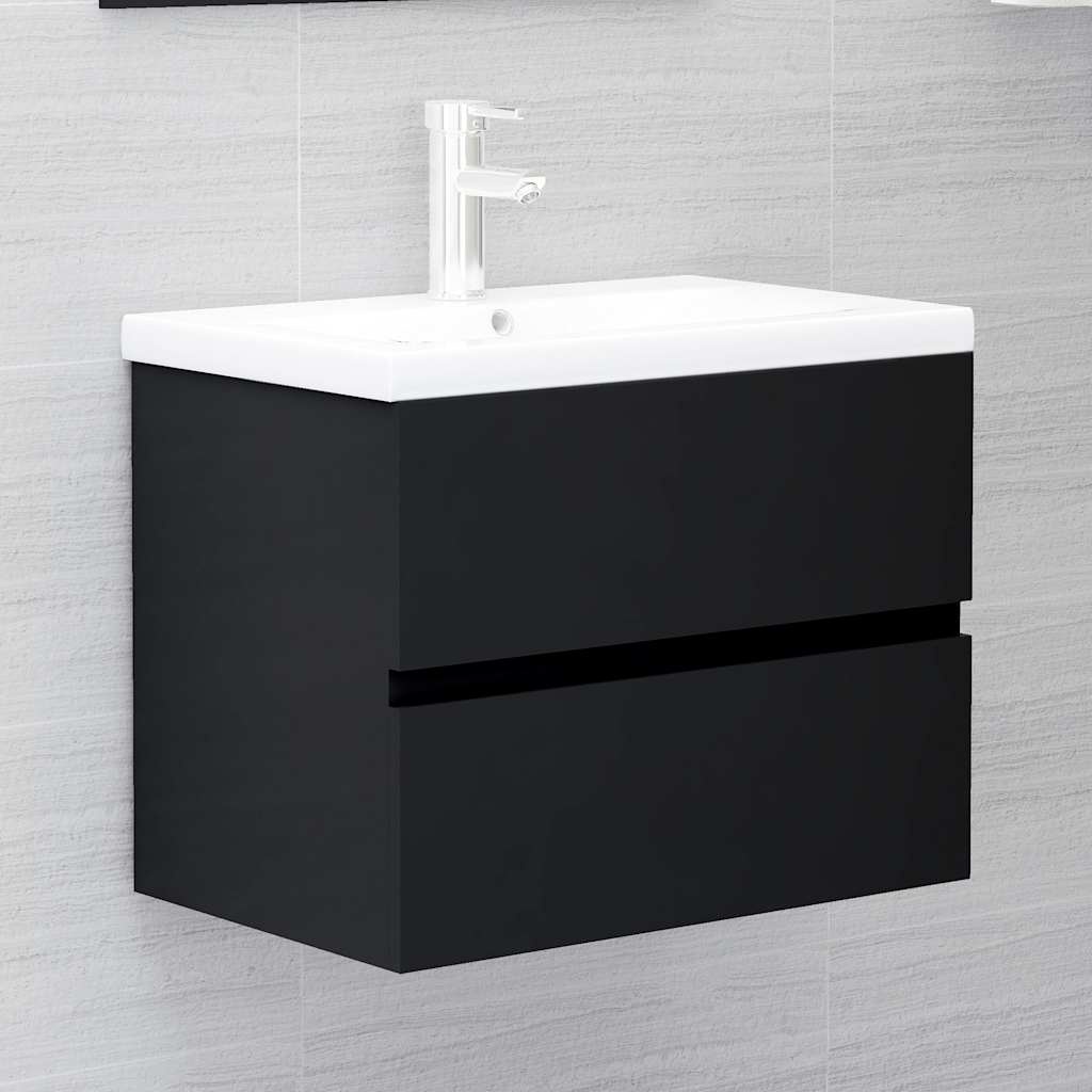 vidaXL Wastafelkast 60x38,5x45 cm Bewerkt Hout Zwart 53% Korting