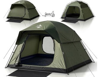 Campingtent 4-persoons Donkerolijf 275x215x150 cm Waterdicht Windstabiel
