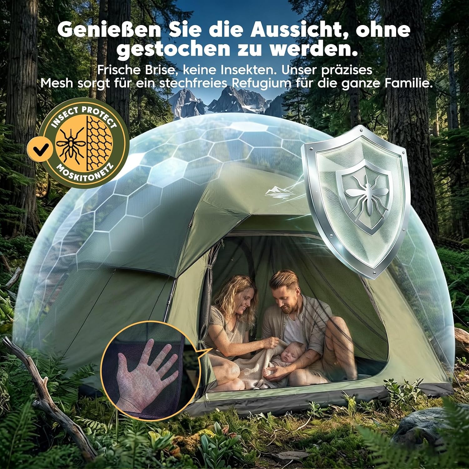 Campingtent 4-persoons Donkerolijf 275x215x150 cm Waterdicht Windstabiel