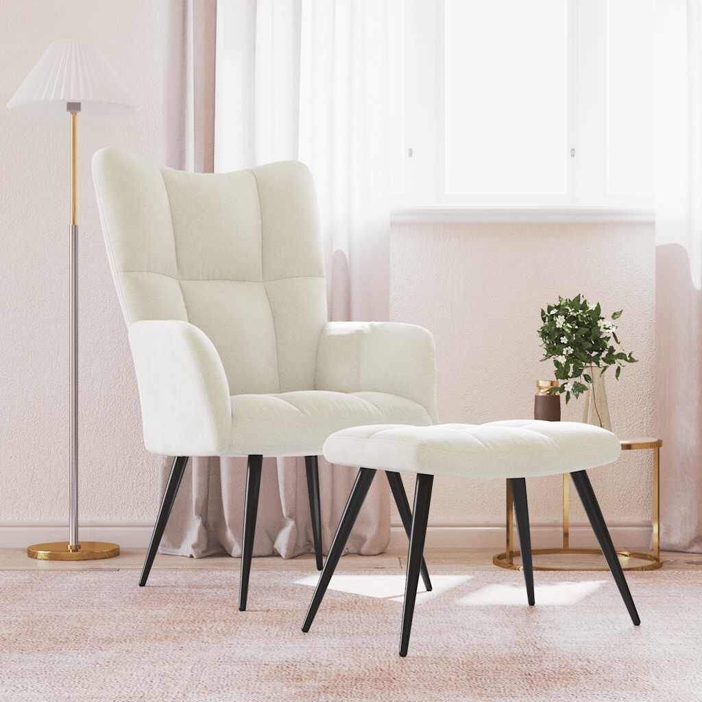 Relaxstoel met voetenbank fluweel crèmewit - 54% korting