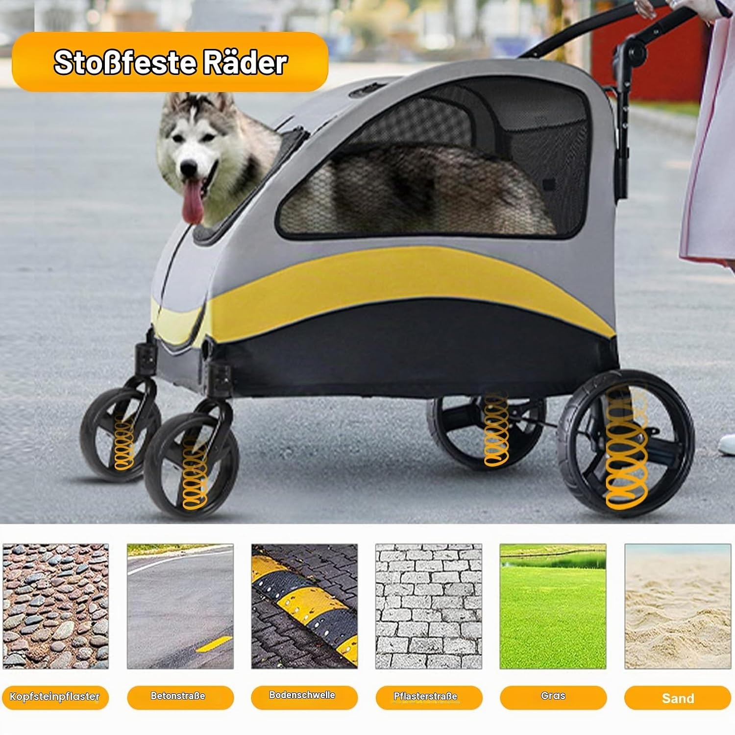 Hondenbuggy XXL Grijs - 65 kg - Senioren/Zieke Honden - 35% Korting