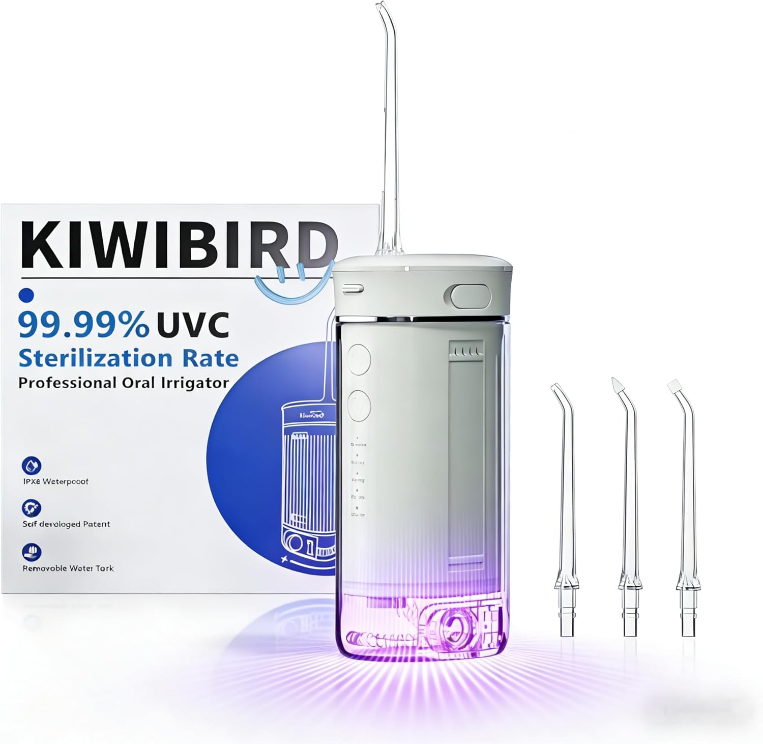 Draadloze Monddouche Grijs - 230ml Tank & UV-C Desinfectie - 29% Korting