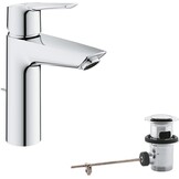 Wastafelkraan Chroom M-maat Waterbesparend met Trekstang-Afvoergarnituur - 34% Korting