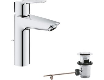 Wastafelkraan Chroom M-maat Waterbesparend met Trekstang-Afvoergarnituur - 34% Korting