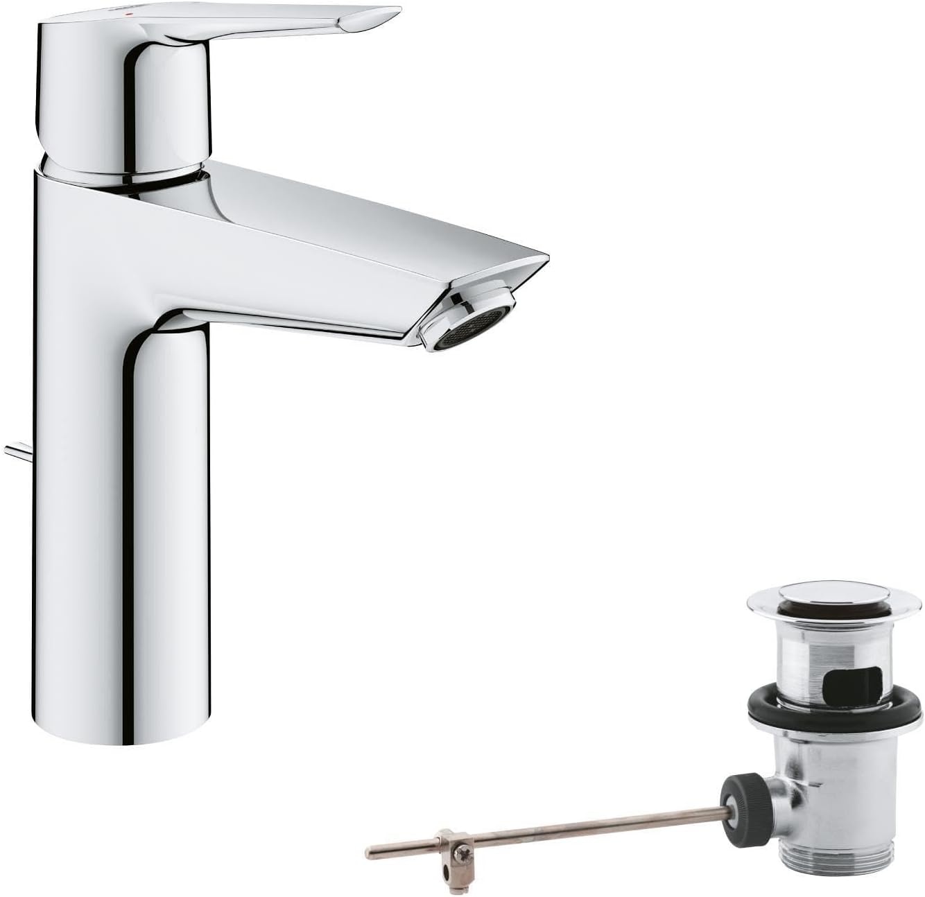 Wastafelkraan Chroom M-maat Waterbesparend met Trekstang-Afvoergarnituur - 34% Korting
