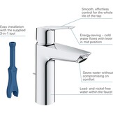 Wastafelkraan Chroom M-maat Waterbesparend met Trekstang-Afvoergarnituur - 34% Korting