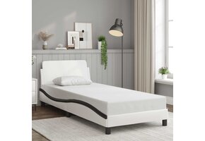 vidaXL Bedframe "Dover" Kunstleer Zwart/Wit 90x190 cm - 34% Korting