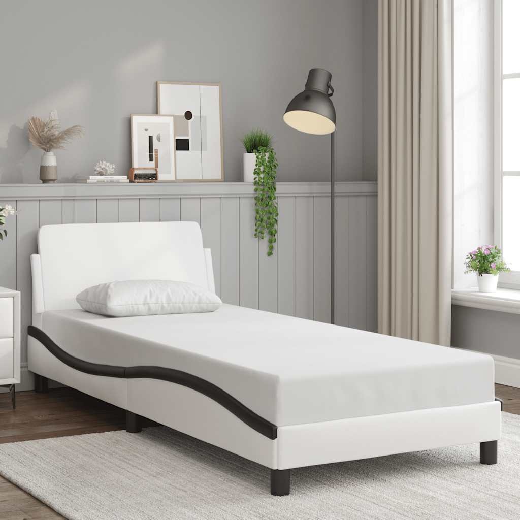 vidaXL Bedframe "Dover" Kunstleer Zwart/Wit 90x190 cm - 34% Korting