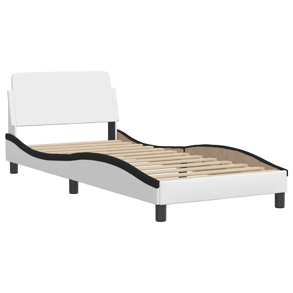 vidaXL Bedframe "Dover" Kunstleer Zwart/Wit 90x190 cm - 34% Korting