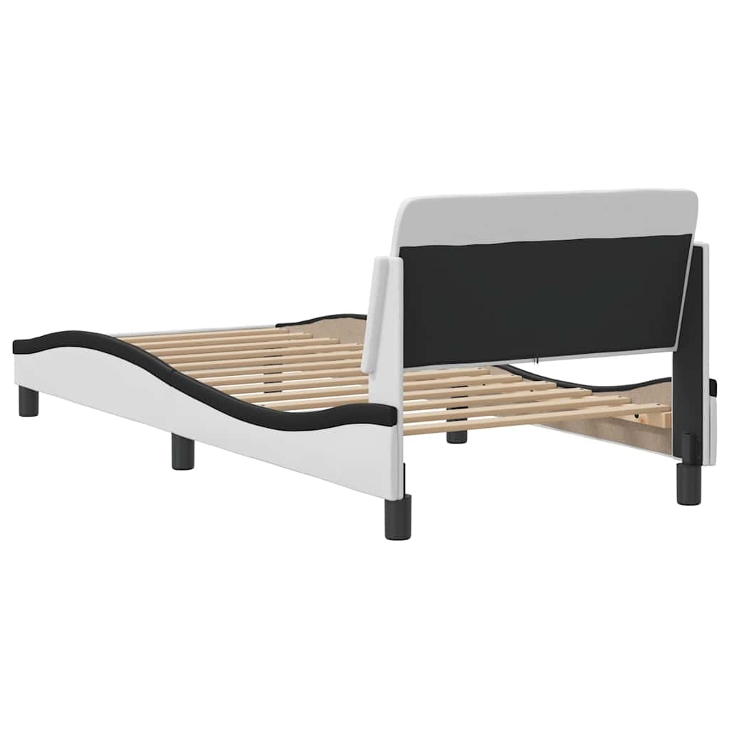 vidaXL Bedframe "Dover" Kunstleer Zwart/Wit 90x190 cm - 34% Korting