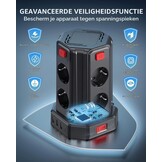 Stekkertoren 8 Stopcontacten, 4 USB, 2m Kabel - 33% Korting