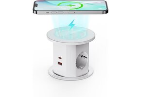 Inbouwstopcontact met 2 USB-C, 2 USB-A & Draadloze Lader - Wit (34% korting)