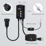 HBN Digitale temperatuurregelaar met sensor, verwarming temperatuurregeling voor verwarmingsmat, zaadkieming, reptielen en broedteelt incubatie broeikas, 230 V thermostaat