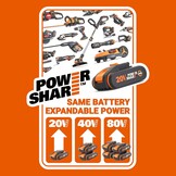 WORX WG324E.9 Accu-eenhands-takkenzaag, 20 V, 12 cm zwaardlengte, licht en comfortabel, PowerShare compatibel, zonder accu en oplader