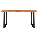 vidaXL Eettafel met natuurlijke rand 160x80x75 cm massief acaciahout